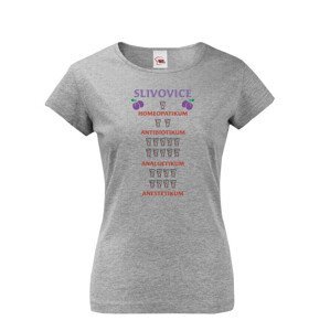 Vtipné dámské tričko s potlačou Slivovica - vtipné narodeninové tričko