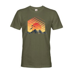 Pánske tričko pre turistov a cestovateľov Západ slnka