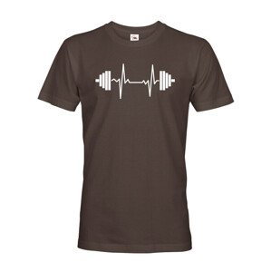 Pánské tričko s potlačou tepu a činku - skvelé fitness tričko