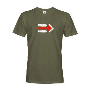 Pánské tričko s potiskem červené turistické šipky - ideální turistické tričko