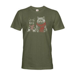 Roztomilé pánské tričko s potlačou psíka a mačky - skvelé detské tričko