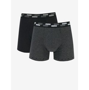 Puma YD Mini Stripe Boxer Boxerky 2 ks Čierna