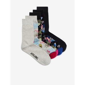 Jack & Jones Flower Bird Ponožky 5 párov Čierna