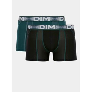 DIM COTTON 3D FLEX AIR BOXER 2x - Pánske boxerky 2ks - zelená - čierna