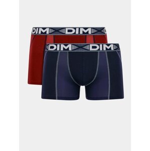 DIM COTTON 3D FLEX AIR BOXER 2x - Pánske boxerky 2ks - tmavočervená - tmavomodrá