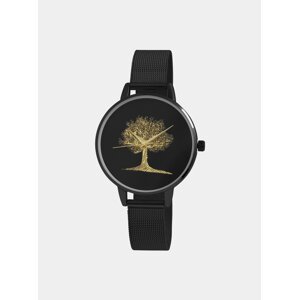 Dámske hodinky s nerezovým remienkom v čiernej farbe Excellanc