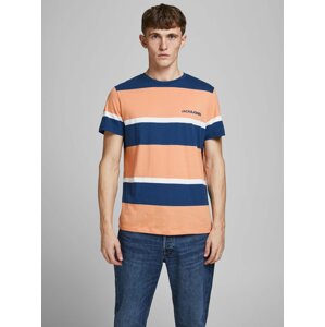 Oranžové pruhované tričko Jack & Jones