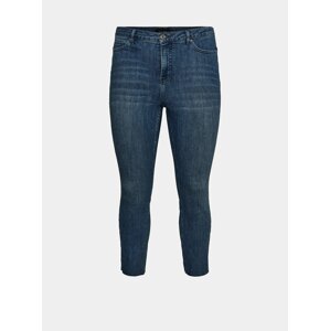 Modré skrátené skinny fit rifle VERO MODA CURVE