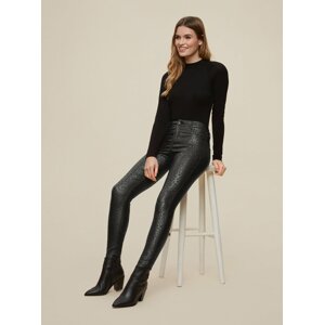 Čierne koženkové vzorované skinny fit nohavice Dorothy Perkins