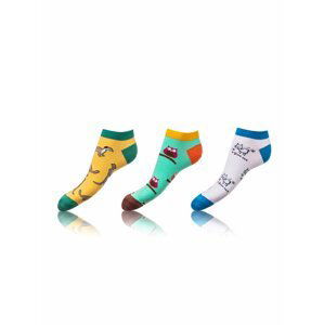 Zábavné nízké crazy ponožky unisex v setu 3 páry - žlutá - zelená - bílá Bellinda