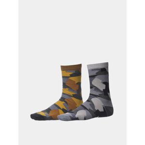 Sada dvoch párov pánskych vzorovaných ponožiek v šedej farbe SAM 73