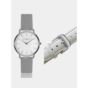 Dámske hodinky s vymeniteľným remienkom v striebornej a bielej farbe Annie Rosewood