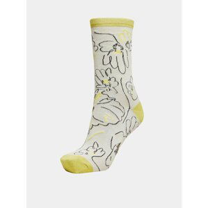 Žlto-krémové vzorované ponožky Selected Femme Vida