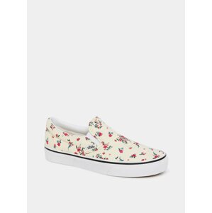 Krémové dámske kvetované slip on VANS