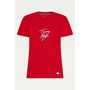 Tommy Hilfiger červené dámske tričko CN Tee SS Logo