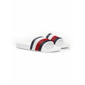 Tommy Hilfiger biele šľapky Shimmery Ribbon Pool Slide