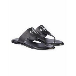 Calvin Klein čierne kožené žabky Flat Sandal Toe Slide