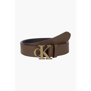 Calvin Klein hnedé kožený pánsky opasok Mono Plaque Belt