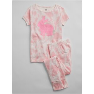 Detské pyžamo organic cotton bunny tie-dye pj set Ružová