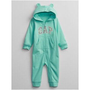 Baby overal GAP Logo hoodie one-piece Tyrkysová