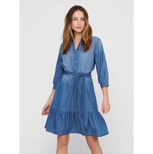 Modré rifľové košeľové šaty Jacqueline de Yong Sille