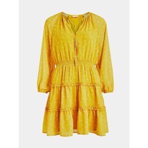 Žlté bodkované šaty s volánmi VILA Dotties