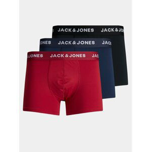 Sada troch boxeriek v červenej a čiernej farbe Jack & Jones