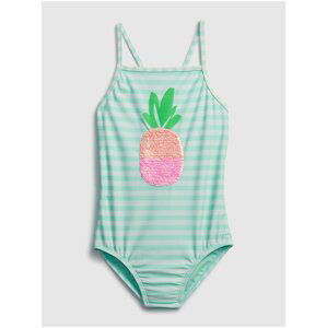 Detské plavky recycled flippy sequin pineapple swim one-piece Modrá