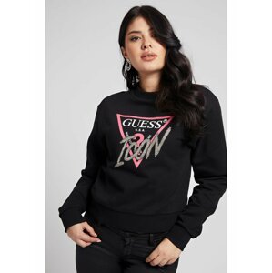 Guess čierne mikina Rhinestone Triangle Logo s logom