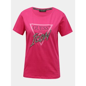 Guess ružové tričko Icon Logo T-shirt