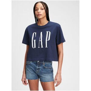 Tričko GAP Logo cropped t-shirt Modrá