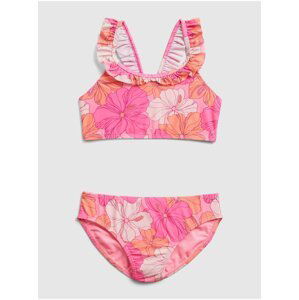 Detské plavky recycled ruffle floral bikini Ružová