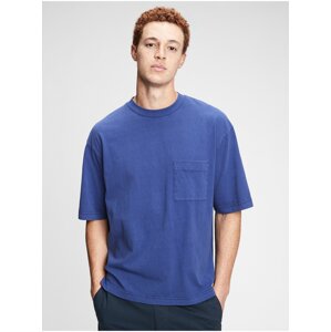 Tričko oversized pocket t-shirt Modrá