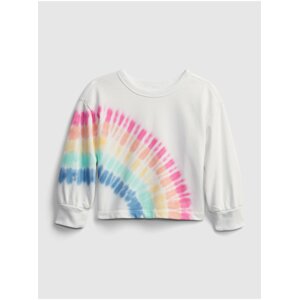 Detská mikina rainbow tie-dye graphic crewneck sweatshirt Biela