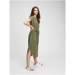 Šaty gauze midi shirtdress Zelená