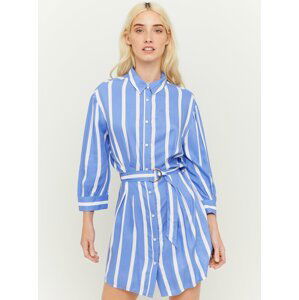 Modré pruhované košeľové šaty s opaskom TALLY WEiJL