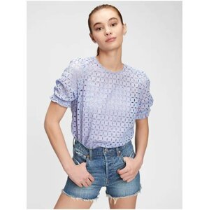 Top eyelet puff sleeve Modrá