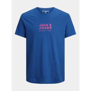 Modré tričko s potlačou na chrbte Jack & Jones Pol