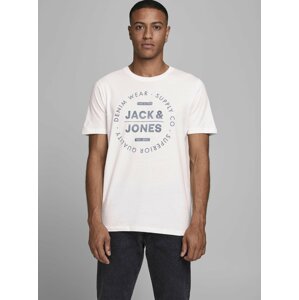 Biele tričko s potlačou Jack & Jones Jeans