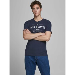 Tmavomodré tričko s potlačou Jack & Jones Jeans