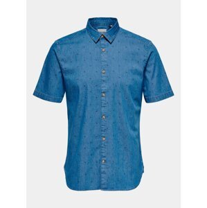 Modrá rifľová košeľa s krátkym rukávom ONLY & SONS
