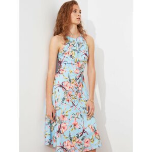 Svetlomodré kvetované šaty Trendyol