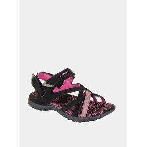 Ružovo-čierne dievčenské vzorované sandále LOAP