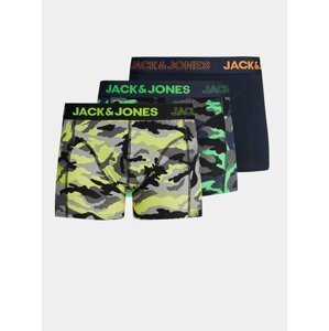 Sada troch vzorovaných boxeriek v šedej a modrej farbe Jack & Jones Charles