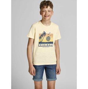 Krémové chlapčenské tričko s potlačou Jack & Jones Laguna