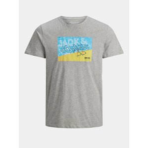 Šedé tričko s potlačou Jack & Jones Azure