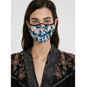 Čierno-modré dámske vzorované obojstranné rúško Desigual Mask Aquarelle