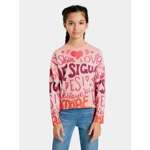 Ružové dievčenské vzorované tričko s dlhým rukávom Desigual Girl