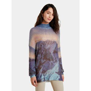 Modrý dámsky vzorovaný sveter Desigual Mountain