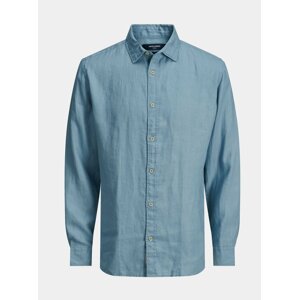 Modrá ľanová košeľa Jack & Jones Plain